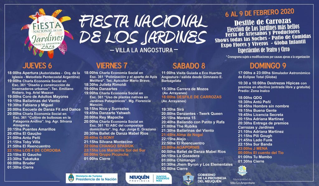 Fiesta Nacional de los Jardines Cronograma de actividades